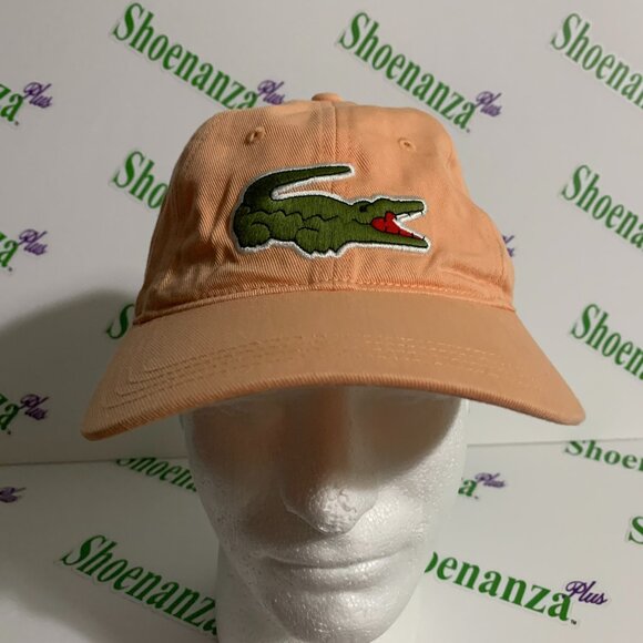 Lacoste Hat Crocodile Badge Cotton Twill Cap Unisex Mens Womens Peach One Size - Picture 1 of 9